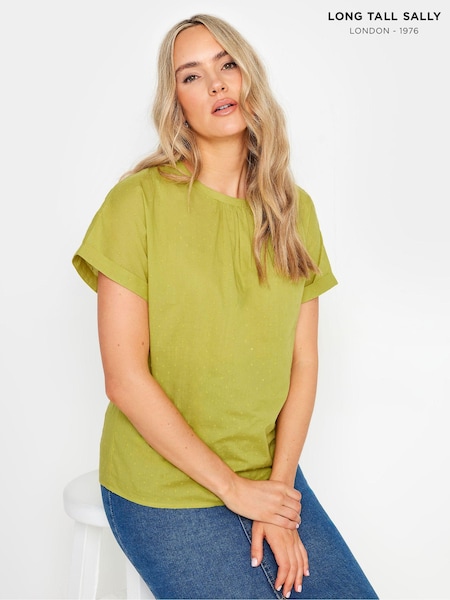 Long Tall Sally Yellow Dobby Grown On Sleeve Top (B68325) | 1,742 UAH