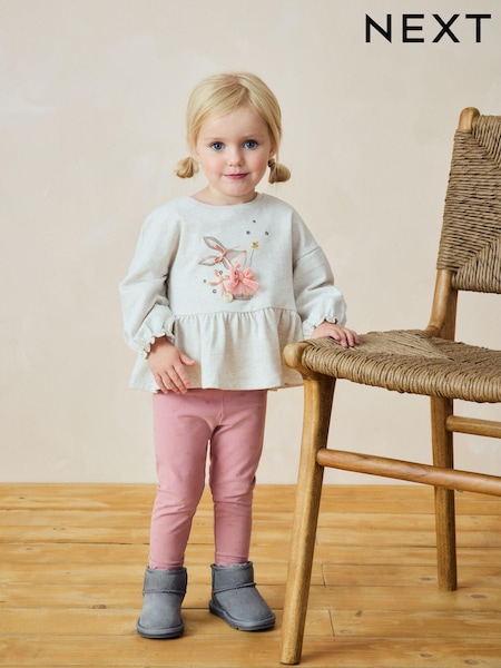 Pink Bunny Peplum 100% Cotton Top and Leggings Set (3mths-7yrs) (B68377) | AED61 - AED81
