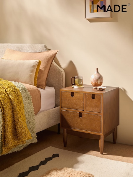 MADE.COM Dark Oak Penn 3 Drawer Bedside Table (B68389) | €441