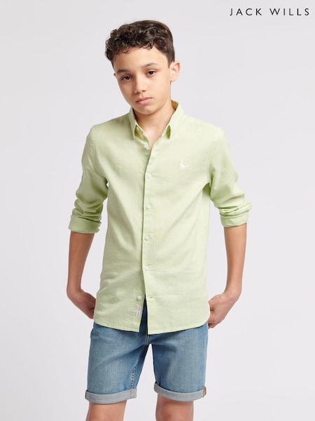 Jack Wills Green Boys Linen Blend Shirt (B68481) | 148 QAR - 178 QAR