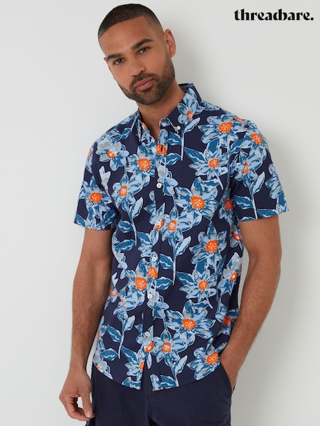 Threadbare Blue Print Short Sleeve Shirt (B68650) | €34