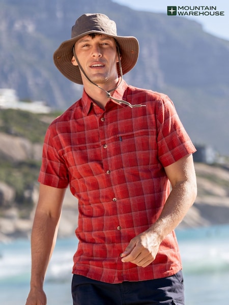 Mountain Warehouse Red 100% Organic Cotton Holiday Mens Short Sleeve Shirt (B68660) | €18