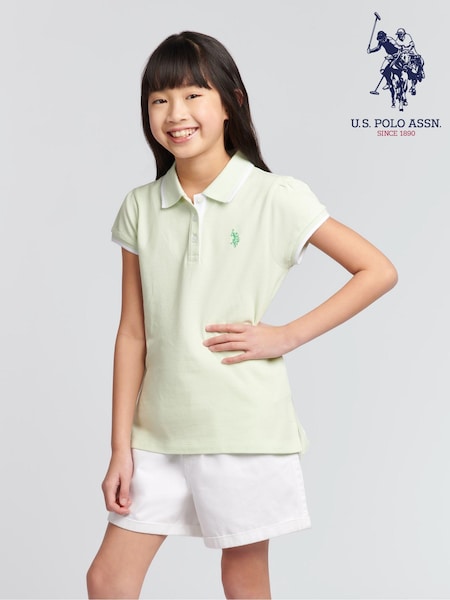 Verde - U.S. Polo Assn. Cap Sleeve Girls 100% Cotton Polo Shirt (B68680) | 42 € - 51 €