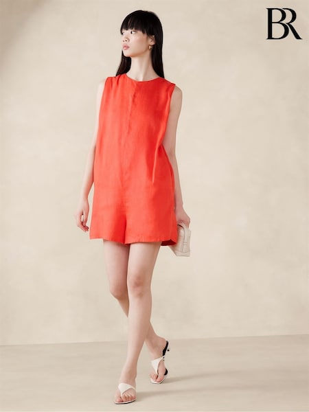Banana Republic Orange Pinnacles Linen Jumpsuit (B68684) | €41