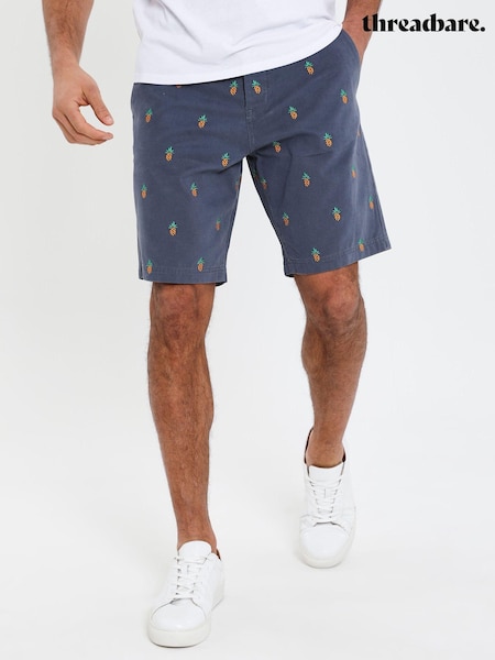 Threadbare Blue 100% Cotton Embroidered Chino Shorts (B68691) | €17