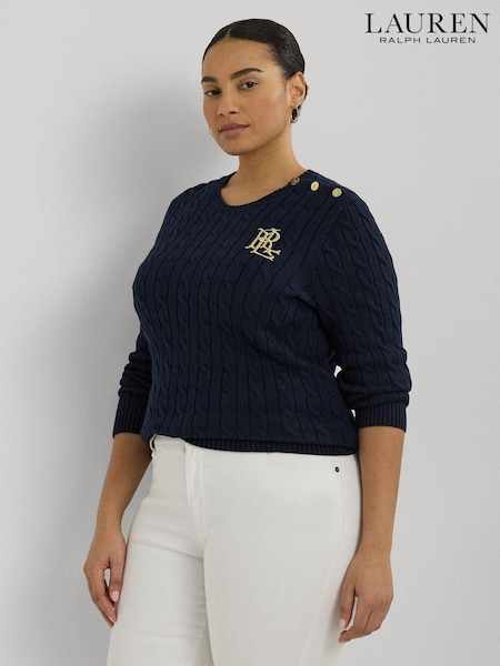 Lauren Ralph Lauren Curve Montiva Cable Knit Logo 100% Cotton Jumper (B68803) | €108