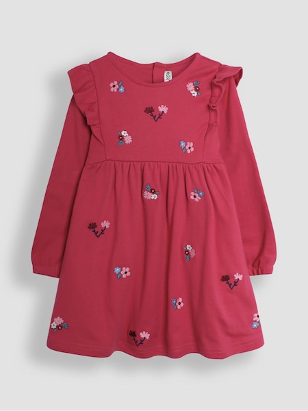 JoJo Maman Bébé Berry Floral Embroidered Frill Dress (B68848) | €35