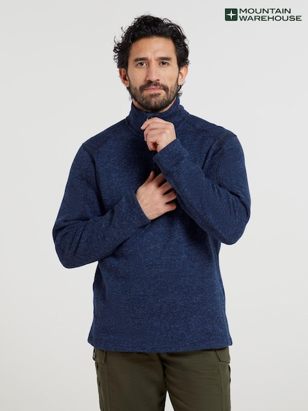 Mountain Warehouse Blue Mens Idris Quarter Zip Fleece (B68909) | ₪201