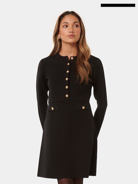 Forever New Black Karina Petite Long Sleeves Polo Knit Dress (B69003) | €60