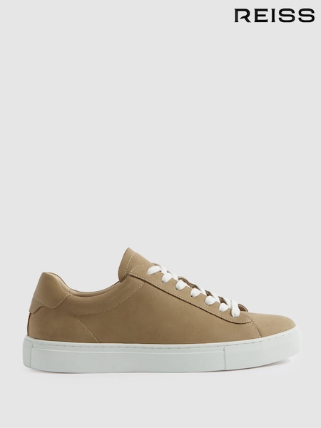 Reiss Camel Finley Nubuck Nubuck Leather Low Top Trainers (B69066) | AED994