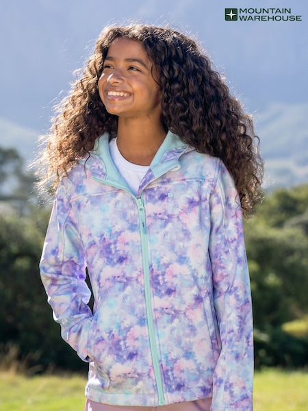 Mountain Warehouse Light Sea Green Exodus Kids Printed Water-Resistant Softshell Jacket (B69163) | AED87