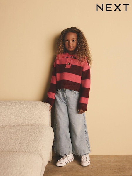 Pink Stripe Collar Jumper (3-16yrs) (B69180) | AED51 - AED63