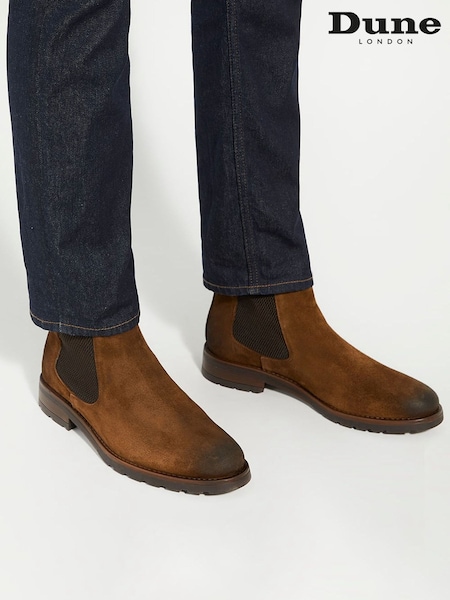Dune London Brown Chelty Brushed Suede Chelsea Boots (B69213) | €185