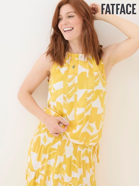 FatFace Lyra Yellow Med Geo Cotton/Linen Mix Cami (B69349) | €18.50