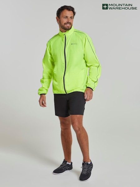 Mountain Warehouse Yellow Mens Force Reflective Water Resistant Running and Cycling Jacket (B69370) | R$ 345