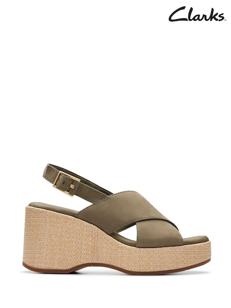 Clarks Green Nubuck Manon Wish Sandals (B69379) | €56