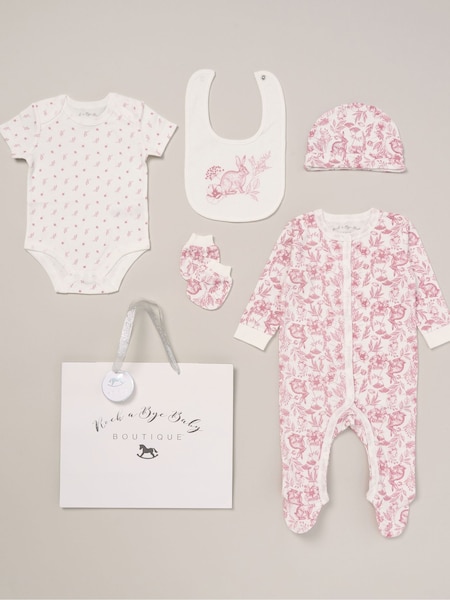 Alb - Rock-A-Bye Baby Boutique 100% bumbac 5-Pieces imprimate Gift Set (B69395) | 104 LEI