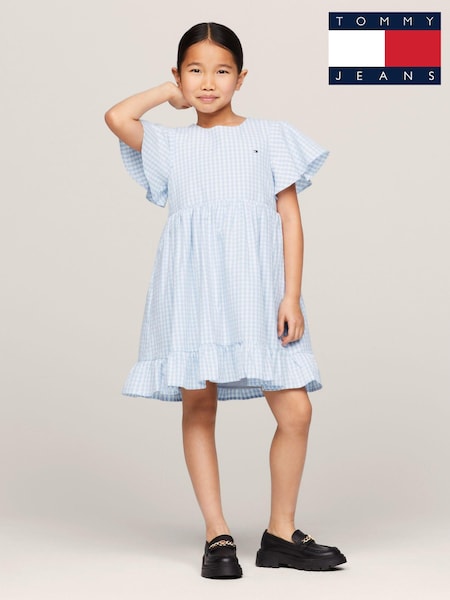 Tommy Hilfiger Blue Girls Gingham Puff Dress (B69401) | €37 - €43