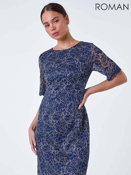 Roman Lace Overlay Shift Dress (B69409) | €73