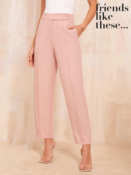 Friends Like These Blush Pink Tailored Barrel Trousers (B69475) | 86 QAR