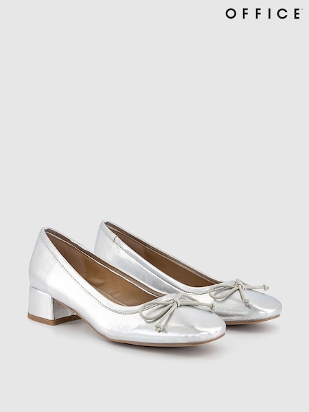 Office Metallic Low Block Heel Ballerinas (B69492) | AED131