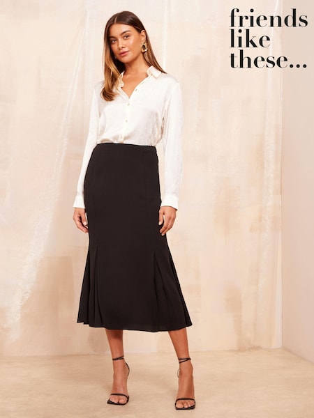 Friends Like These Black Tulip Midi Skirt (B69611) | 99 QAR