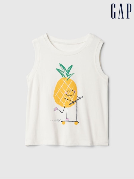 Gap White/Yellow Summer Sleeveless Vest Top (Newborn-5yrs) (B70008) | €4.50