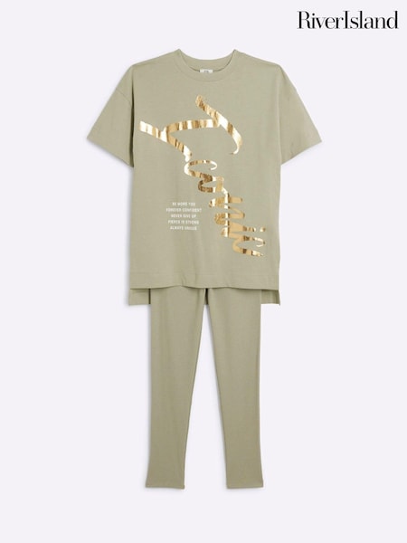 River Island Girls Iconic 100% Cotton Drenched Top And Leggings Set (B70045) | ‏80‏₪