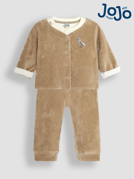 JoJo Maman Bébé Brown Baby Duck Velour Set 3 Piece (B70056) | €54