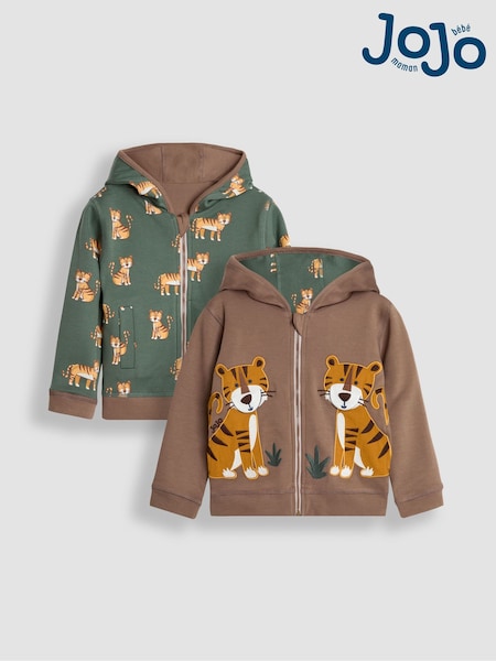 Mokkaruskeat safarikissat - Jojo Maman Bébé Appliqué Reversible Hoodie (B70076) | €45