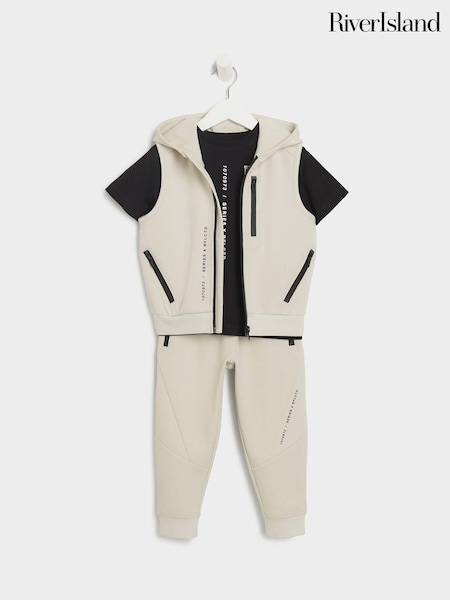 River Island Stone Boys 100% Cotton Gilet Set 3 Piece (B70093) | €54