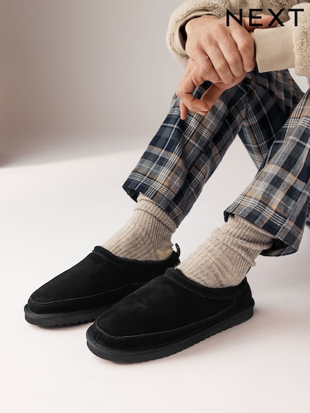 Black Signature Suede Slippers (B70118) | €18