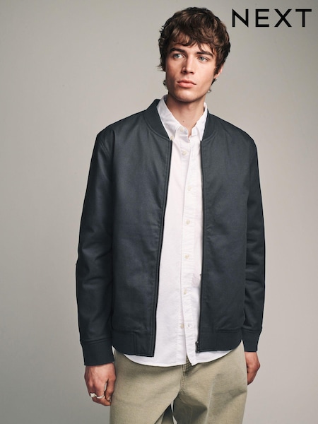 Navy Blue Cotton Stretch Bomber Jacket (B70388) | kr595