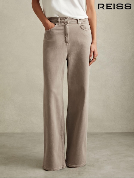 Neutrale Farbe - Reiss Layla Relaxed Garment Dyed Wide Leg Jeans (B70473) | 215 €