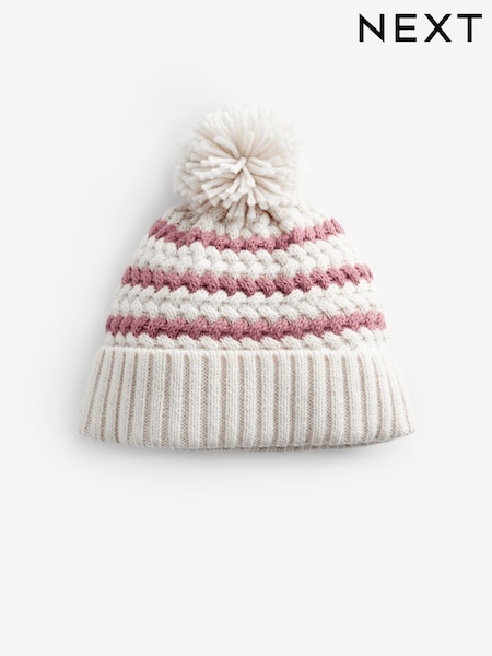 Roze - Babymuts met pompon (0 mnd-2 jr) (B70492) | € 6