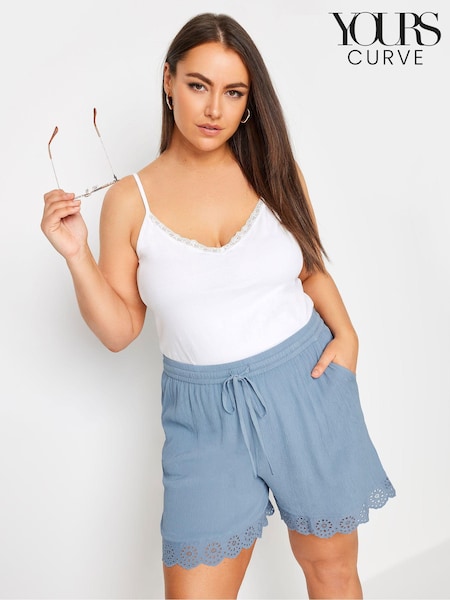 Blau - Yours Curve Broderie Anglaise Scalloped Shorts (B70508) | 34 €
