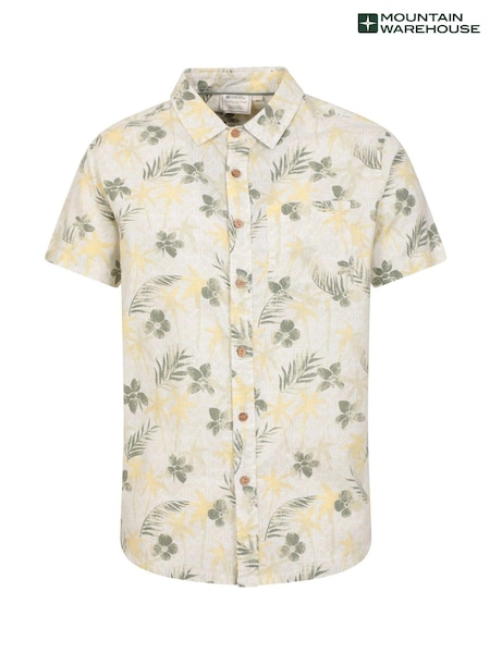 Mountain Warehouse Green 100% Cotton Tropical Printed Mens Short Sleeved Shirt (B70520) | ₪151
