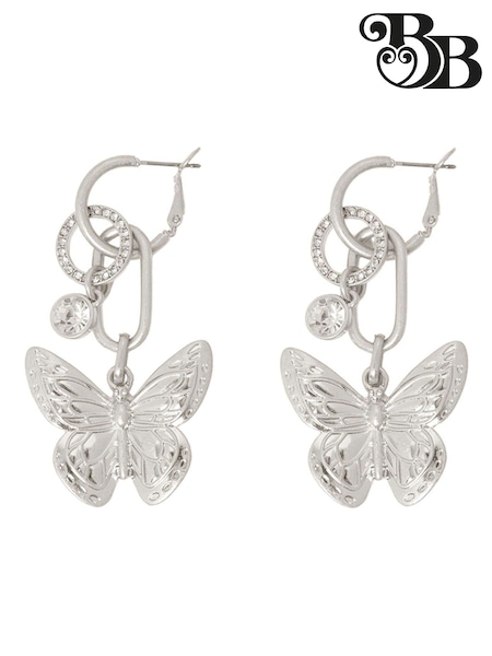 Bibi Bijoux Silver Tone Serene Wings Interchangeable Hoop Earrings (B70579) | 104 LEI