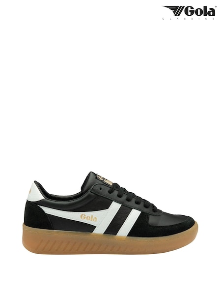 Gola Black Mens Grandslam Elite Leather Lace-Up Trainers (B70590) | ₪453