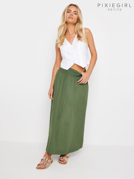 PixieGirl Petite Green Girl Poplin Maxi 100% Cotton Skirt (B70605) | ₪146