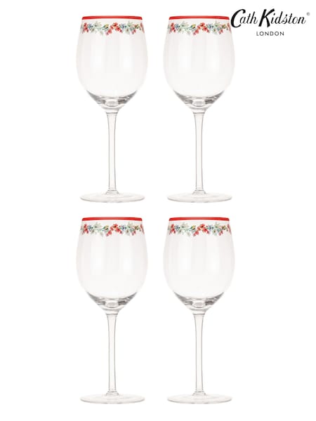 Cath Kidston Red Feels Like Home Set of 4 Wine Glasses (B70636) | €44