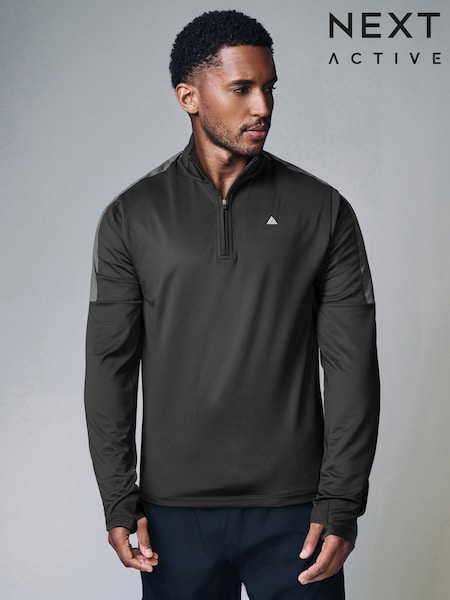 Black Active Gym Training Quarter Zip Neck (B70756) | OMR11