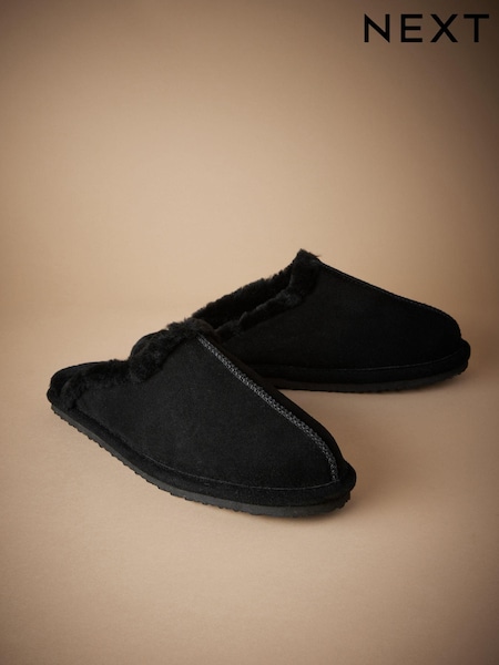 Black Signature Shearling Mule Slippers (B70805) | €22