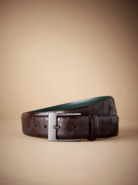 Brown Floral Signature Laser Engraved Belt (B70839) | AED76