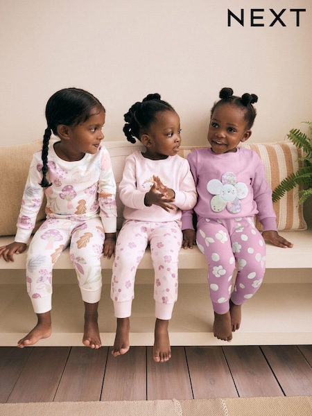 بنفسجي فاتح عليه شخصية - Long Sleeve Snuggle Pyjamas 3 Pack (9mths-16yrs) (B70853) | ‏161 ر.س.‏ - ‏197 ر.س.‏