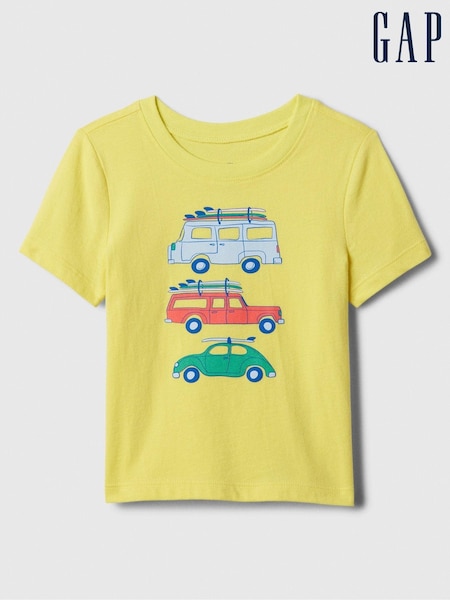 Gap Yellow Cars Cotton Graphic Short Sleeve Baby T-Shirt (Newborn-5yrs) (B70912) | €4.50