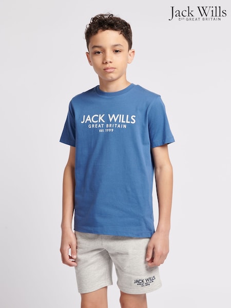 Jack Wills Blue Boys Regular Fit Carnaby 100% Cotton T-Shirt (B70972) | €28 - €34