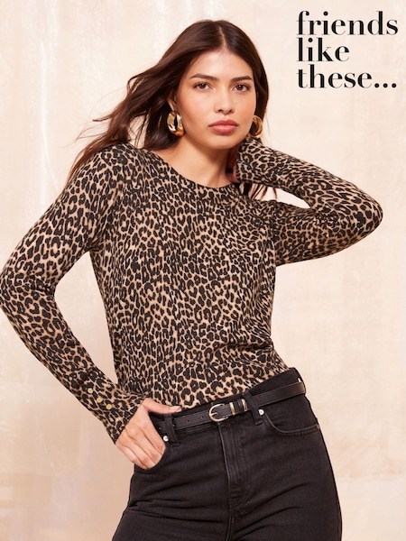 Friends Like These Brown Animal Long Sleeve Crew Neck Jumper (B70981) | €25