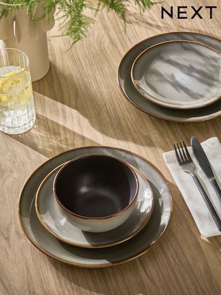 12 Piece Grey Hampton Reactive Glaze Dinner Set (B71012) | AZN 108