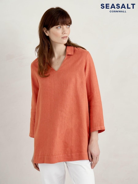 Seasalt Cornwall Orange Shallow Layers 100% Linen Tunic (B71031) | €42